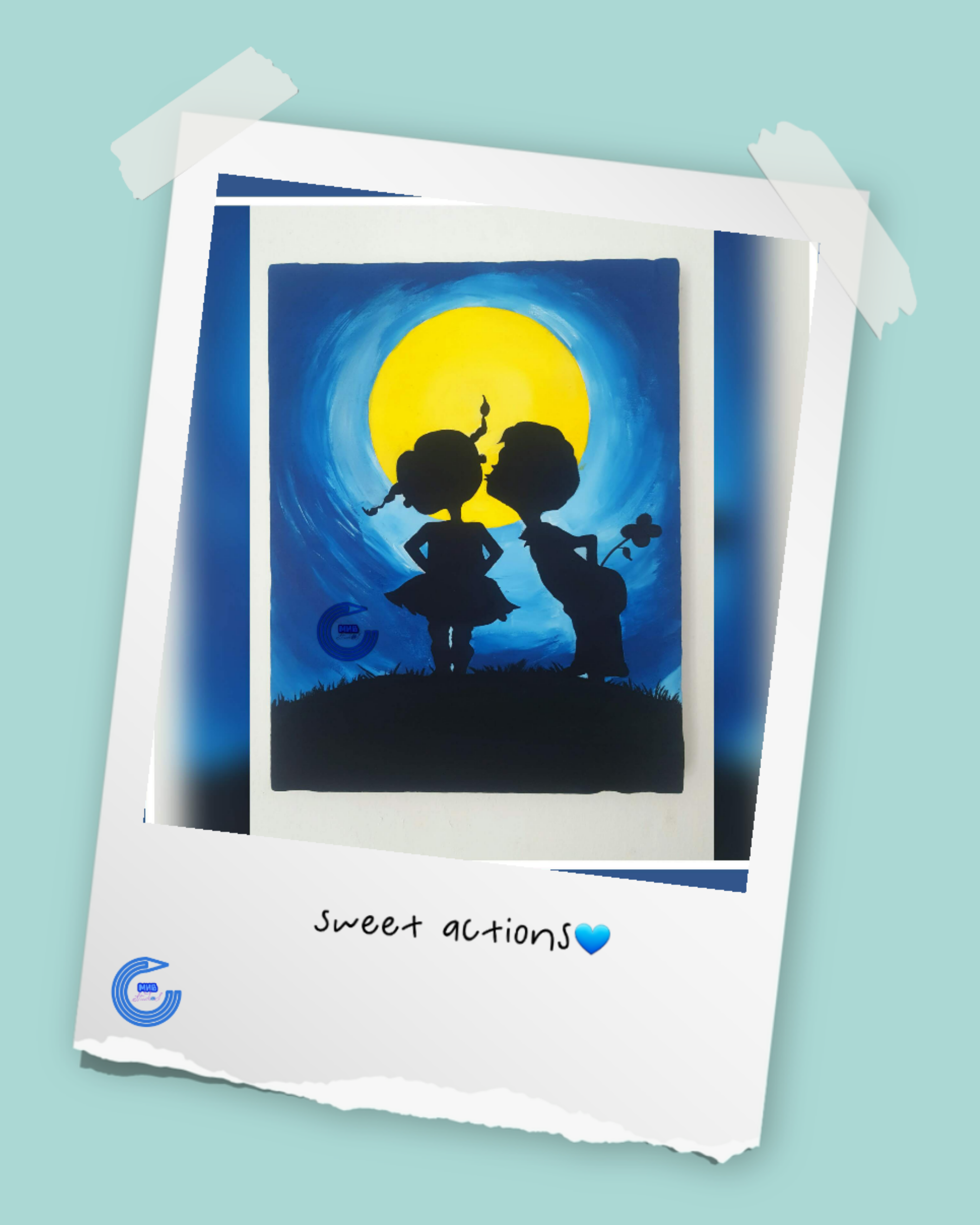 image contains 1 male with a flower and 1 female, standing at sunset